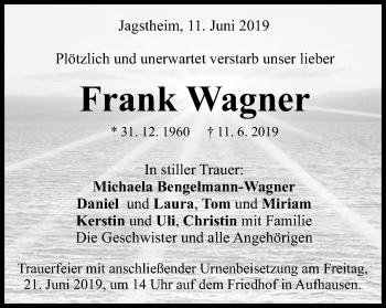 Traueranzeige von Frank Wagner von Schwäbische Post