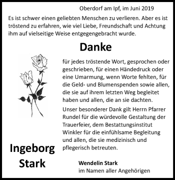 Traueranzeige von Ingeborg Stark von Schwäbische Post