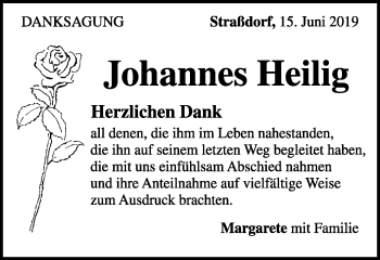 Traueranzeige von Johannes Heilig