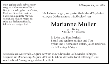 Traueranzeige von Marianne Müller von Gmünder Tagespost