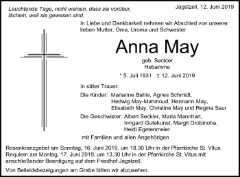 Traueranzeige von May Anna May von Schwäbische Post