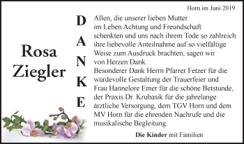 Traueranzeige von Rosa Ziegler von Gmünder Tagespost