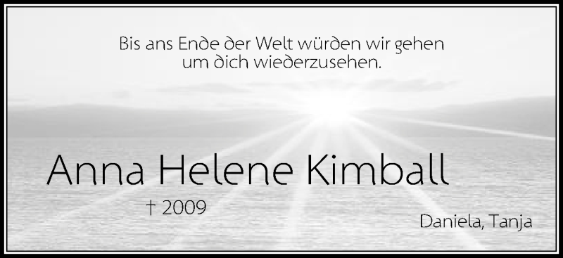  Traueranzeige für Anna Helene Kimball vom 11.07.2019 aus Schwäbische Post