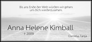 Traueranzeige von Anna Helene Kimball von Schwäbische Post