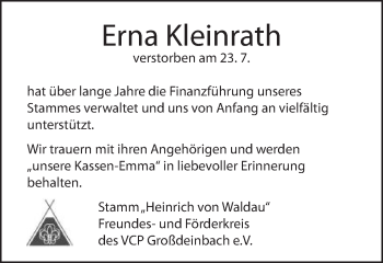 Traueranzeige von Erna Kleinrath