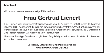 Traueranzeige von Gertrud Lienert von Gmünder Tagespost