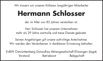 Traueranzeige von Hermann Schlosser