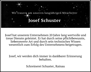 Traueranzeige von Josef Schuster von Schwäbische Post