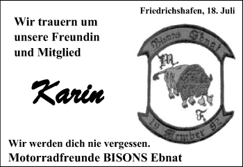 Traueranzeige von Karin  von Schwäbische Post