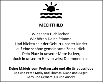 Traueranzeige von Mechthild Steidle von Schwäbische Post