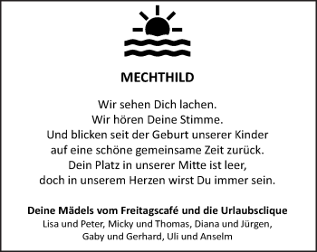 Traueranzeige von Mechthild Steidle