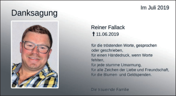 Traueranzeige von Reiner Fallack von Schwäbische Post