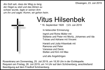 Traueranzeige von Vitus Hilsenbek