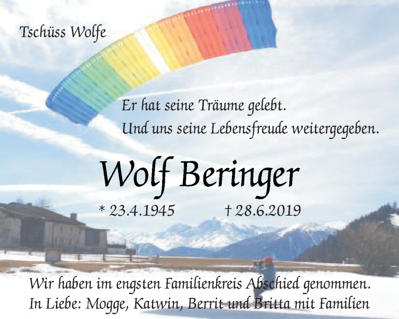  Traueranzeige für Wolf Beringer vom 02.07.2019 aus Gmünder Tagespost