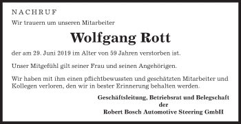 Traueranzeige von Wolfgang Rott