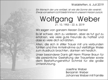 Traueranzeige von Wolfgang Weber