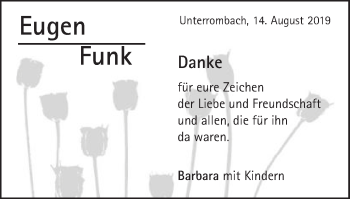 Traueranzeige von Eugen Funk von Schwäbische Post