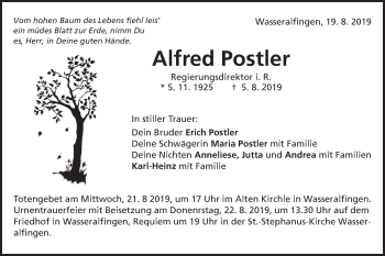Traueranzeige von Fred Postler von Schwäbische Post