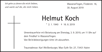 Traueranzeige von Helmut Koch von Schwäbische Post