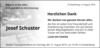 Traueranzeige von Josef Schuster von Schwäbische Post
