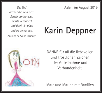 Traueranzeige von Karin Deppner von Schwäbische Post