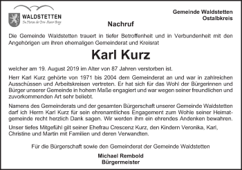 Traueranzeige von Karl Kurz