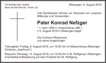 Traueranzeige von Konrad Nefzger von Schwäbische Post