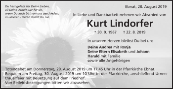 Traueranzeige von Kurt Lindorfer von Schwäbische Post