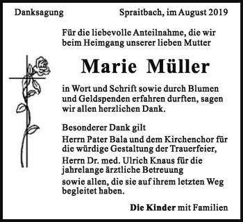 Traueranzeige von Marie Müller von Gmünder Tagespost