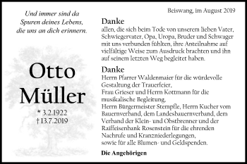Traueranzeige von Otto Müller von Gmünder Tagespost
