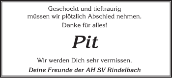 Traueranzeige von Pit  von Schwäbische Post