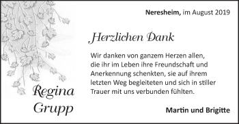 Traueranzeige von Regina Grupp von Schwäbische Post