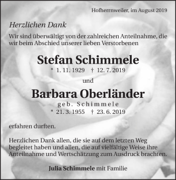 Traueranzeige von Stefan und Barbara  von Schwäbische Post