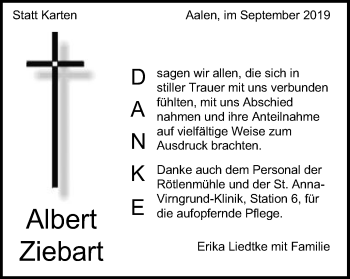 Traueranzeige von Albert Ziebart