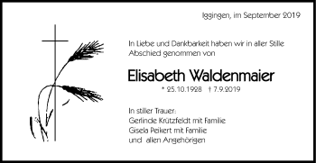 Traueranzeige von Elisabeth Waldenmaier von Gmünder Tagespost