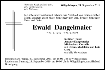 Traueranzeige von Ewald Dangelmaier