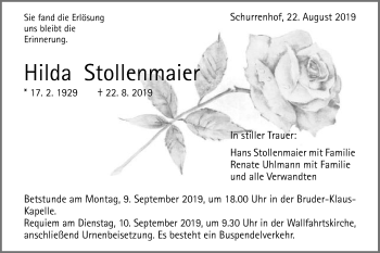 Traueranzeige von Hilda Stollenmaier