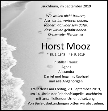 Traueranzeige von Horst Mooz von Schwäbische Post