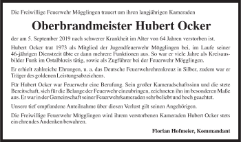 Traueranzeige von Hubert Ocker von Gmünder Tagespost