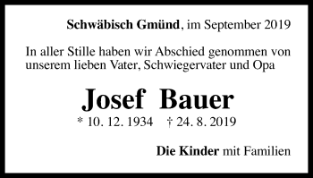 Traueranzeige von Josef Bauer von Gmünder Tagespost