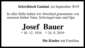 Traueranzeige von Josef Bauer