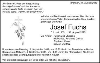 Traueranzeige von Josef Fuchs