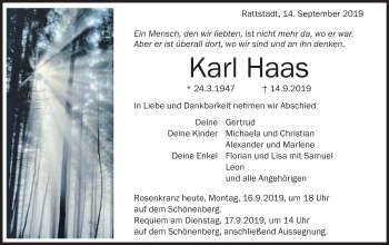 Traueranzeige von Karl Haas