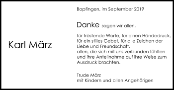 Traueranzeige von Karl März von Schwäbische Post