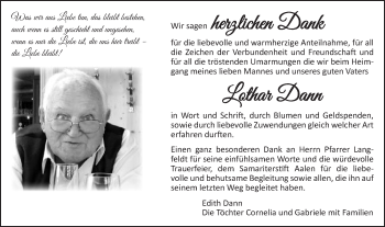 Traueranzeige von Lothar Dann von Schwäbische Post