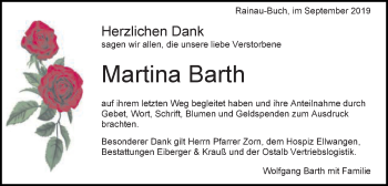 Traueranzeige von Martina Barth