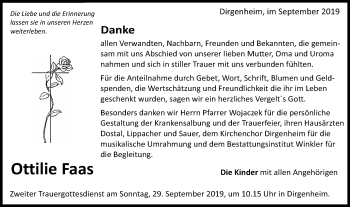 Traueranzeige von Ottilie Faas von Schwäbische Post