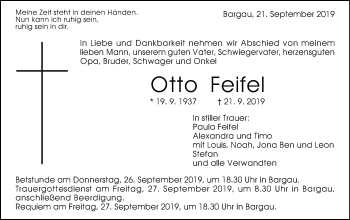 Traueranzeige von Otto Feifel