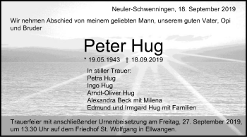 Traueranzeige von Peter Hug