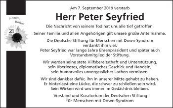 Traueranzeige von Peter Seyfried von Gmünder Tagespost